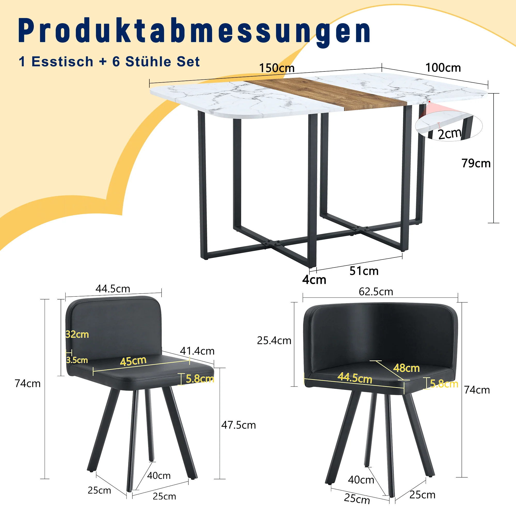 Dining Set Extendable Table & Folding Chairs - White/Black - Image 6