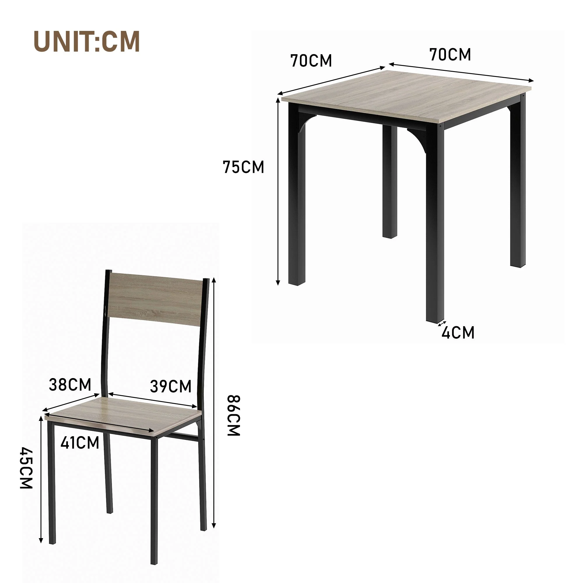 Dining Set Table with 2 Chairs Multi-Use - Natural Color - Image 5