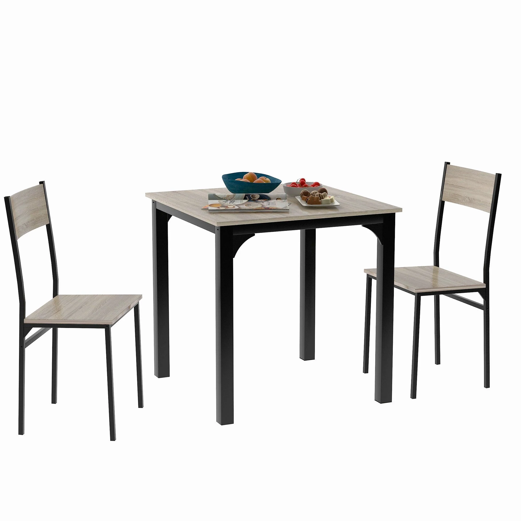 Dining Set Table with 2 Chairs Multi-Use - Natural Color - Image 8
