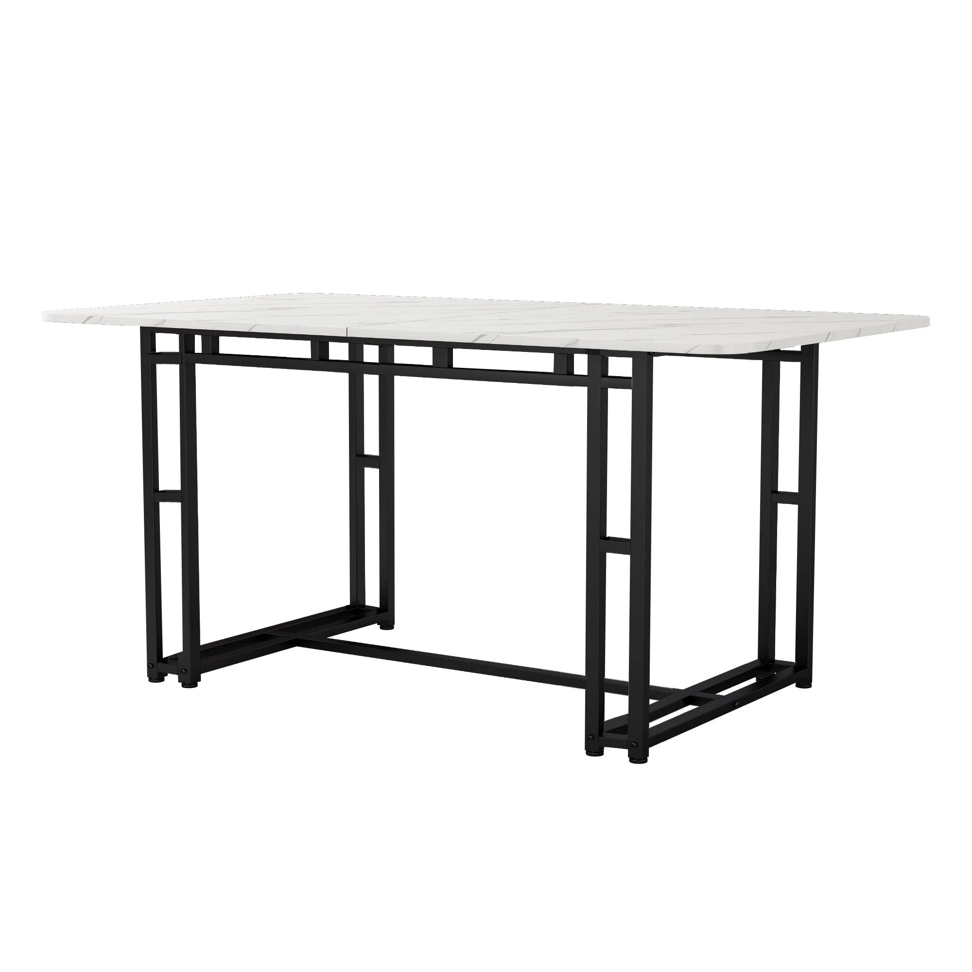 Dining Table 120x70cm Lightweight Luxury Rectangular Metal Frame Black - Image 7