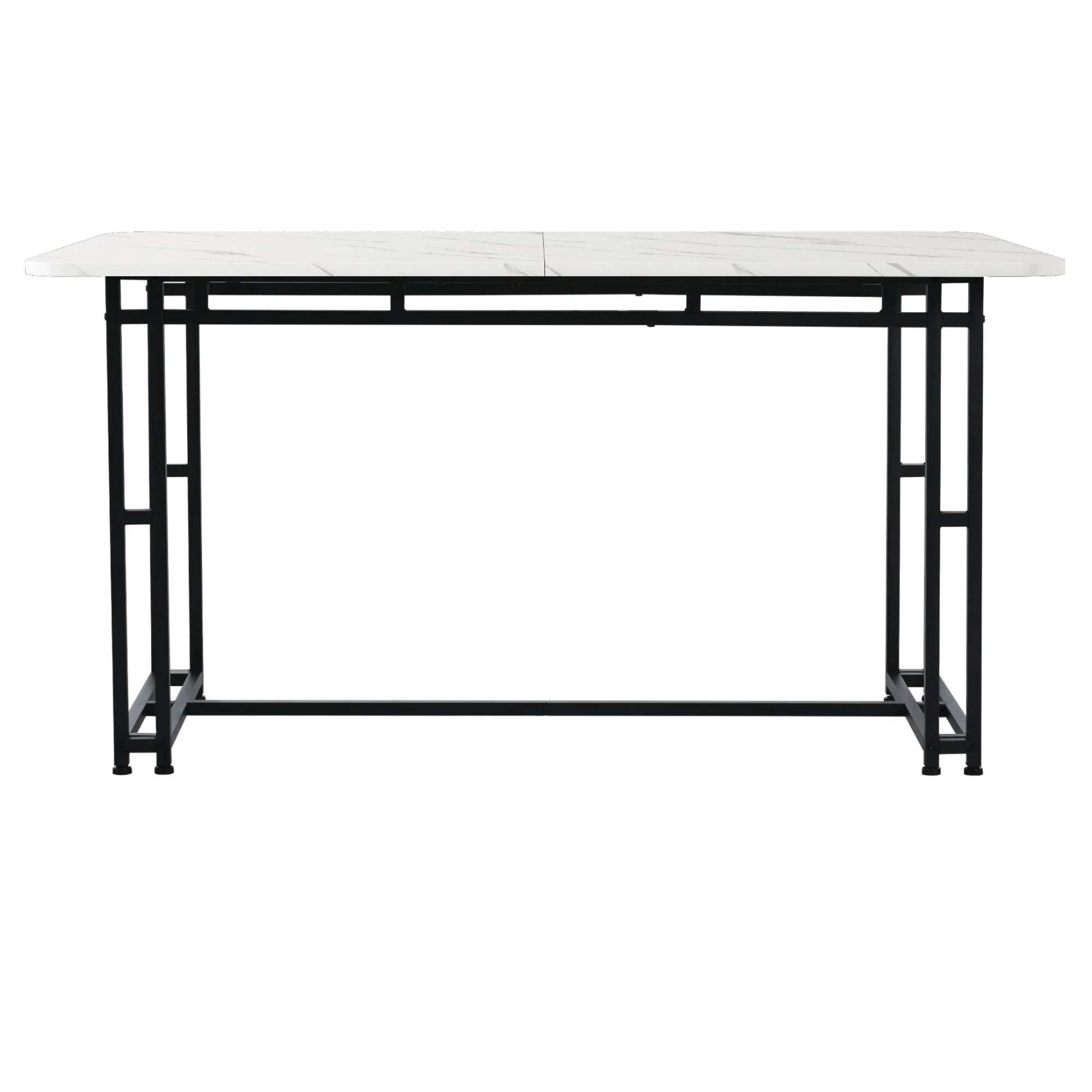 Dining Table 120x70cm Lightweight Luxury Rectangular Metal Frame Black - Image 8