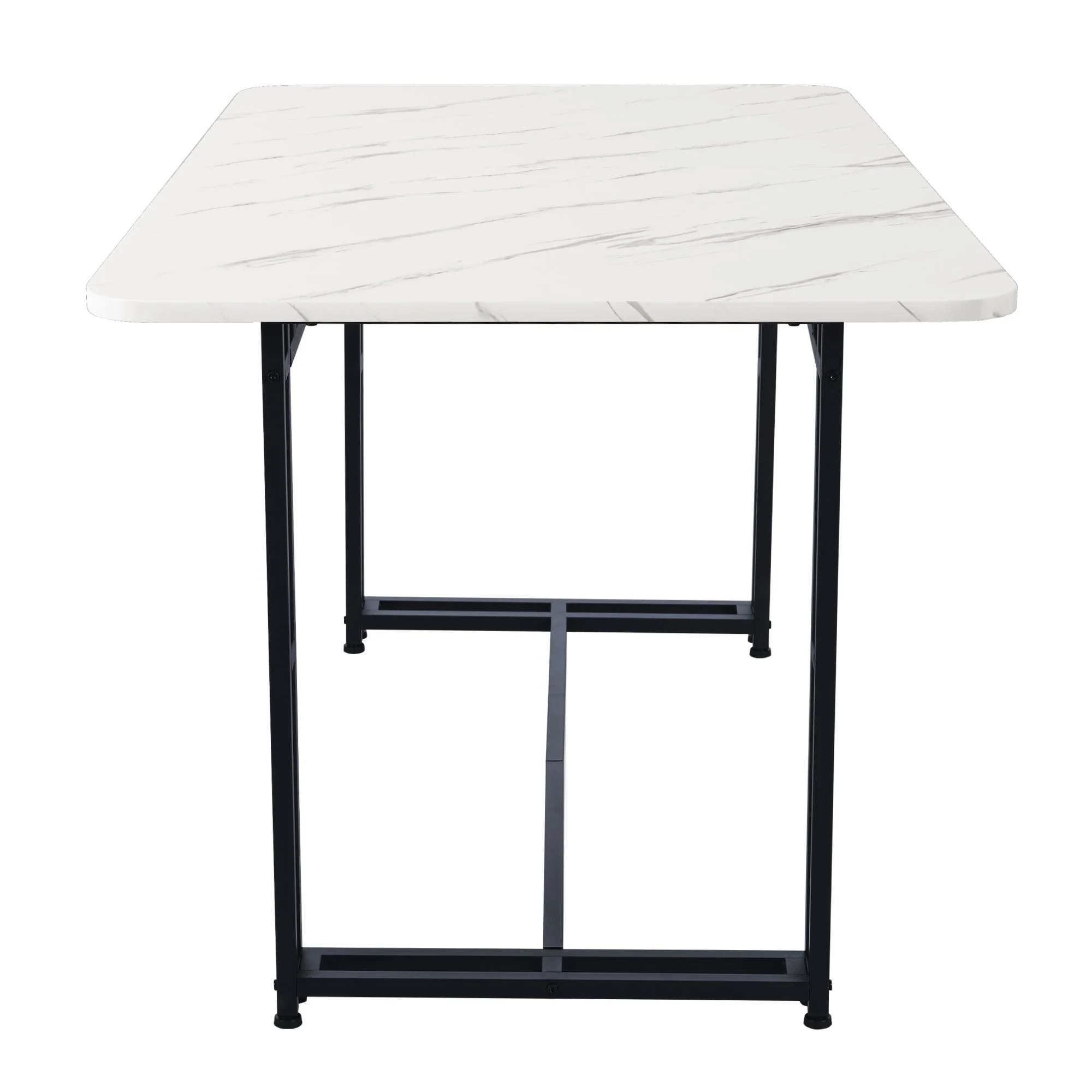 Dining Table 120x70cm Lightweight Luxury Rectangular Metal Frame Black - Image 9