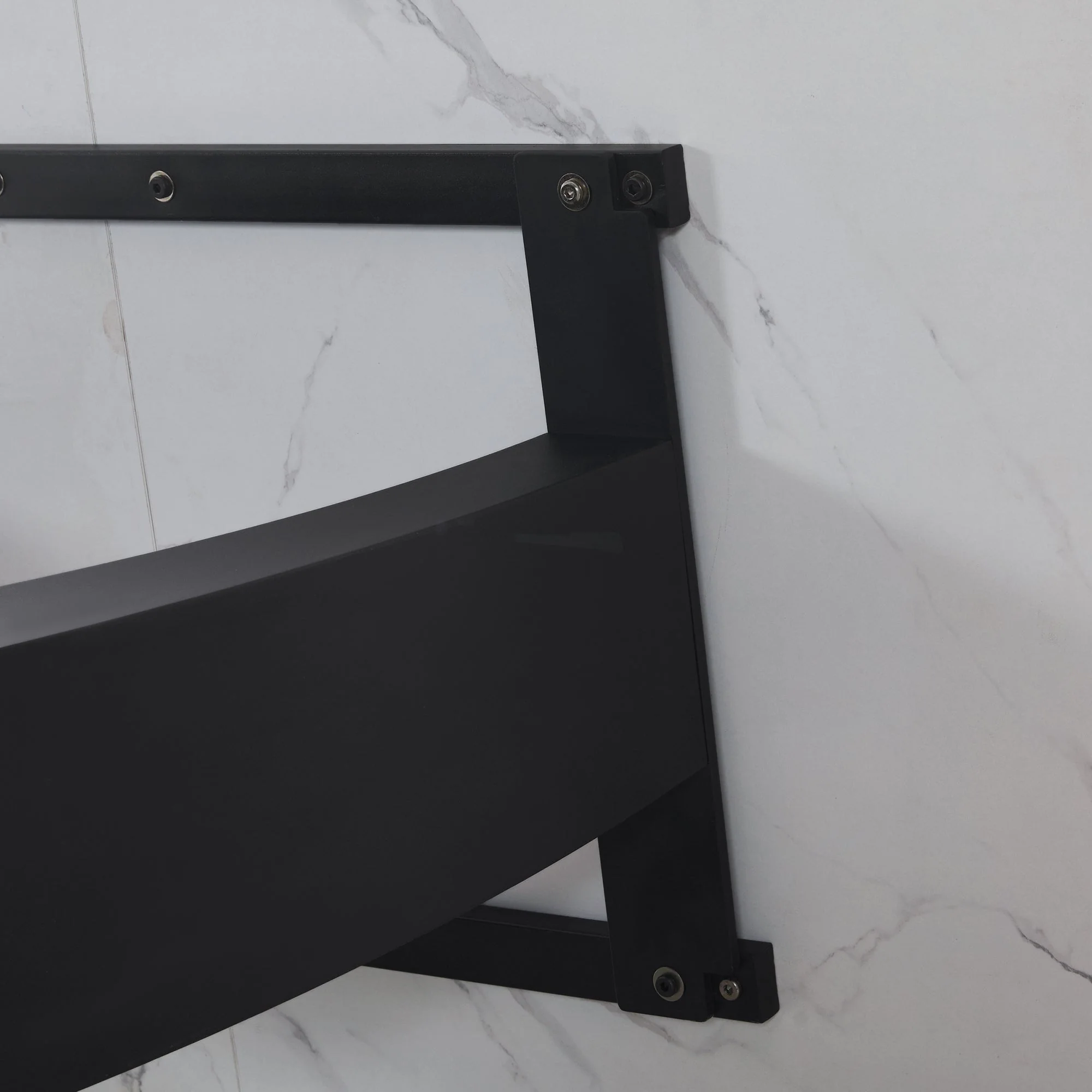 Dining Table 140x75.5cm Rectangular Marble Pattern Metal Frame Adjustable Legs - White/Black - Image 7