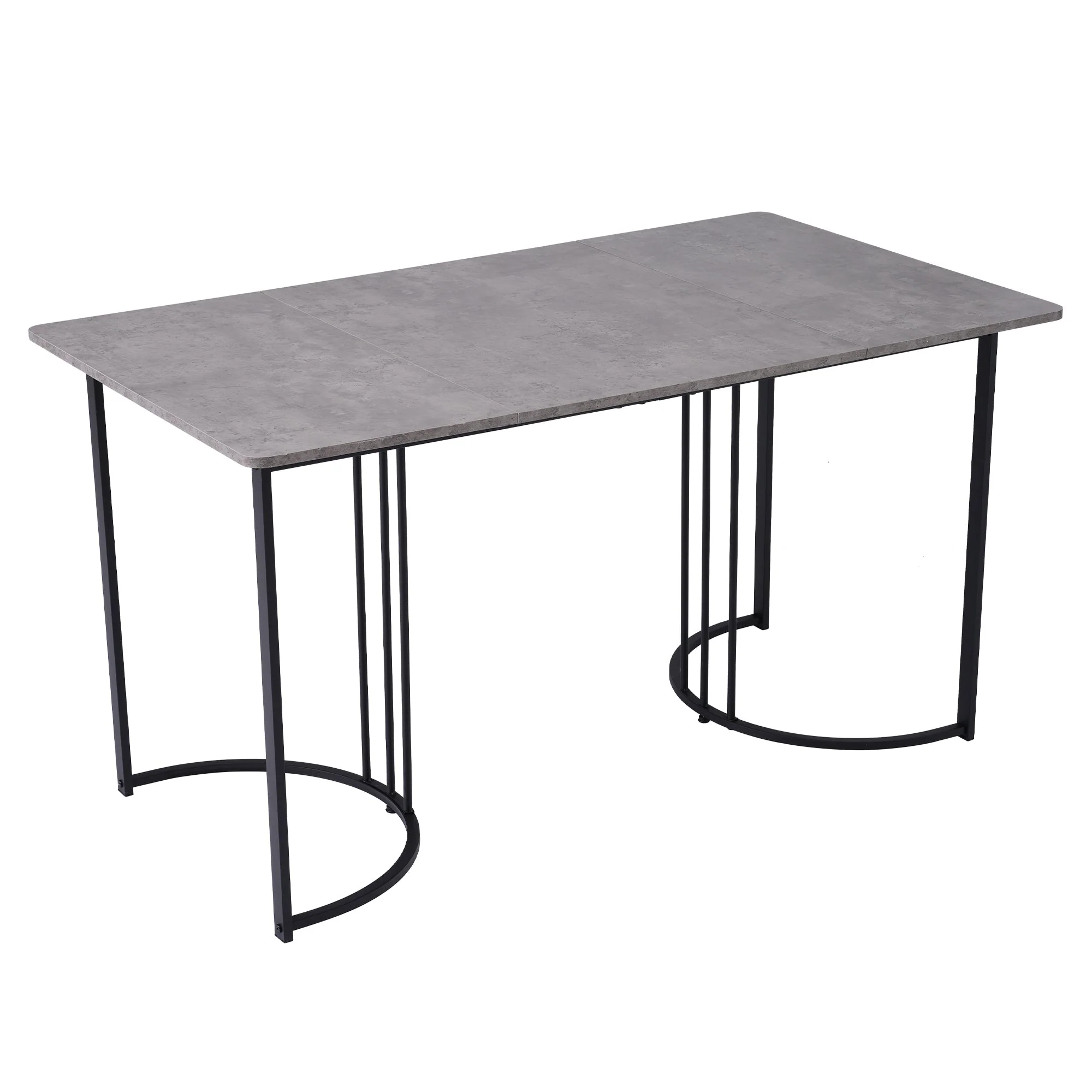 Dining Table 140x80cm Rectangular Kitchen Adjustable Legs Metal Frame Grey - Image 7