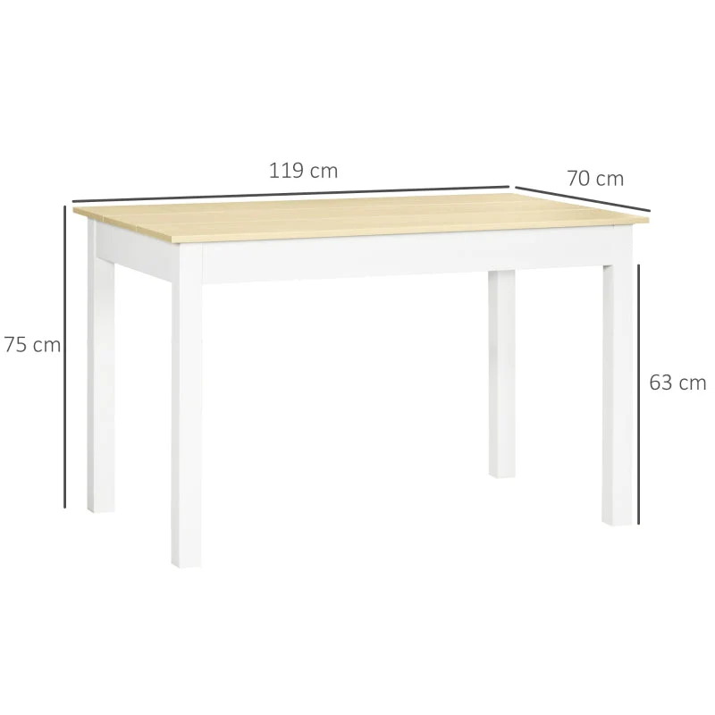 Dining Table 4-6 Seater Modern Wood Effect Thick Legs, Oak - Image 3
