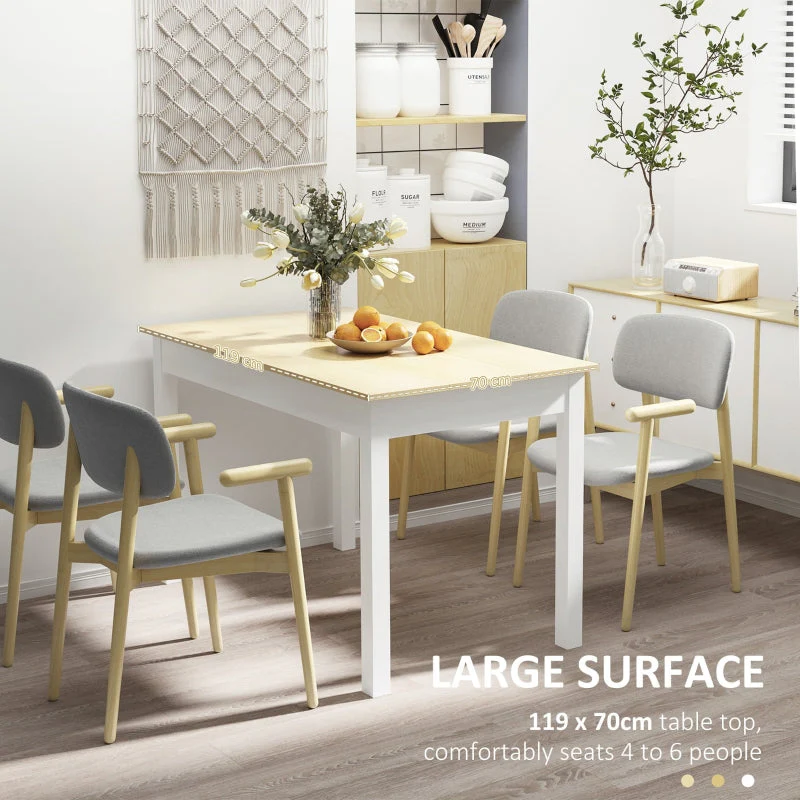 Dining Table 4-6 Seater Modern Wood Effect Thick Legs, Oak - Image 4