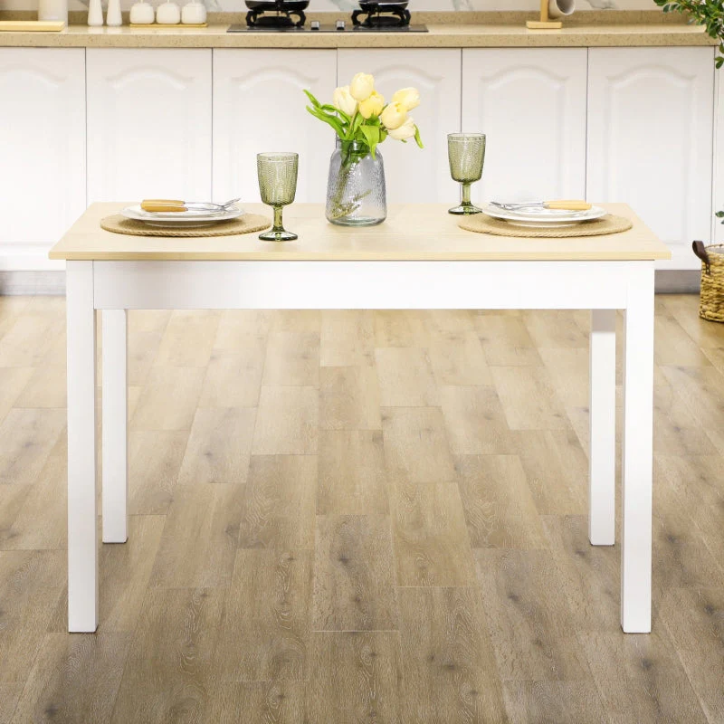 Dining Table 4-6 Seater Modern Wood Effect Thick Legs, Oak - Image 6