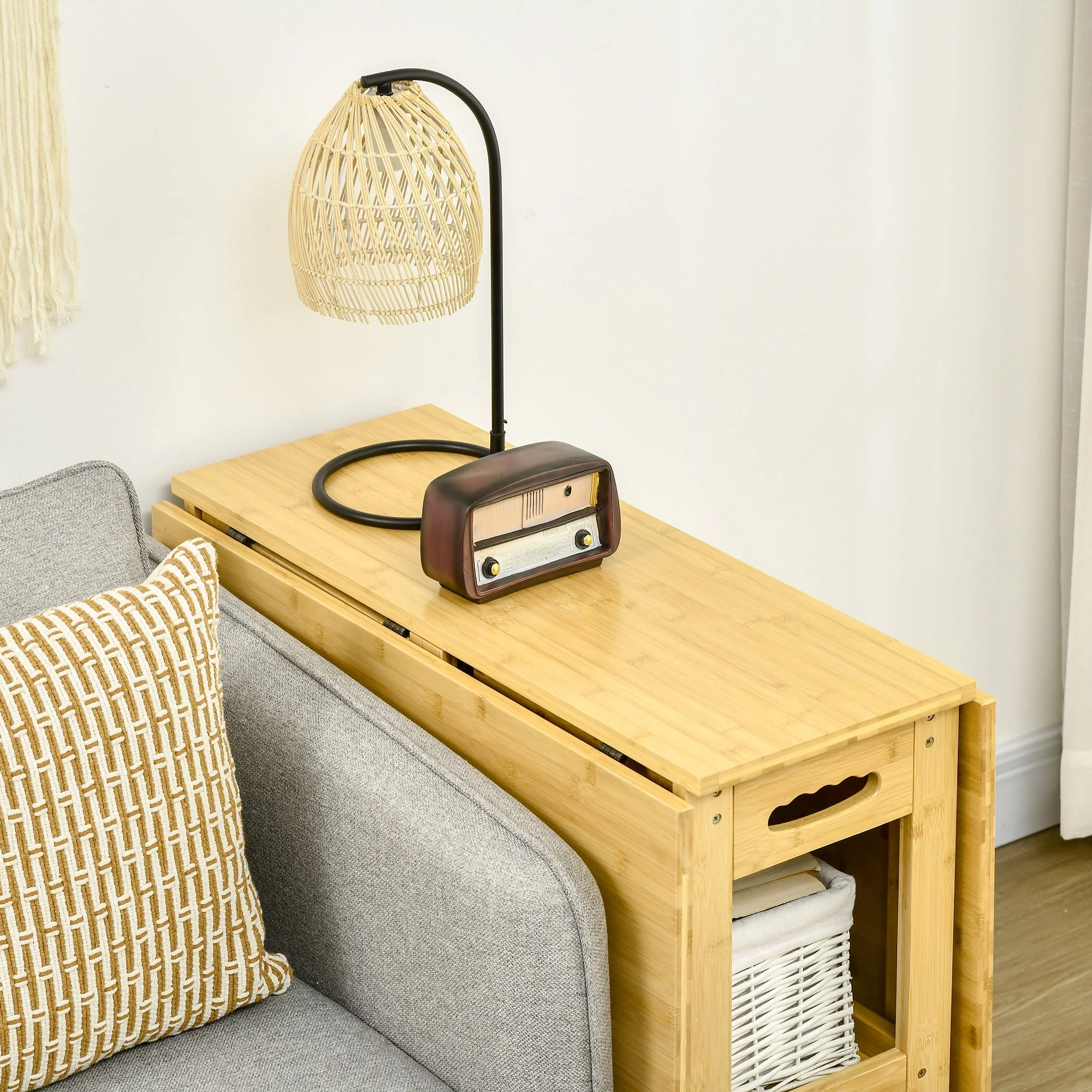 Dining Table Folding Storage Adjustable Legs 149.5x80x73.5cm, Bamboo Natural Wood - Image 8