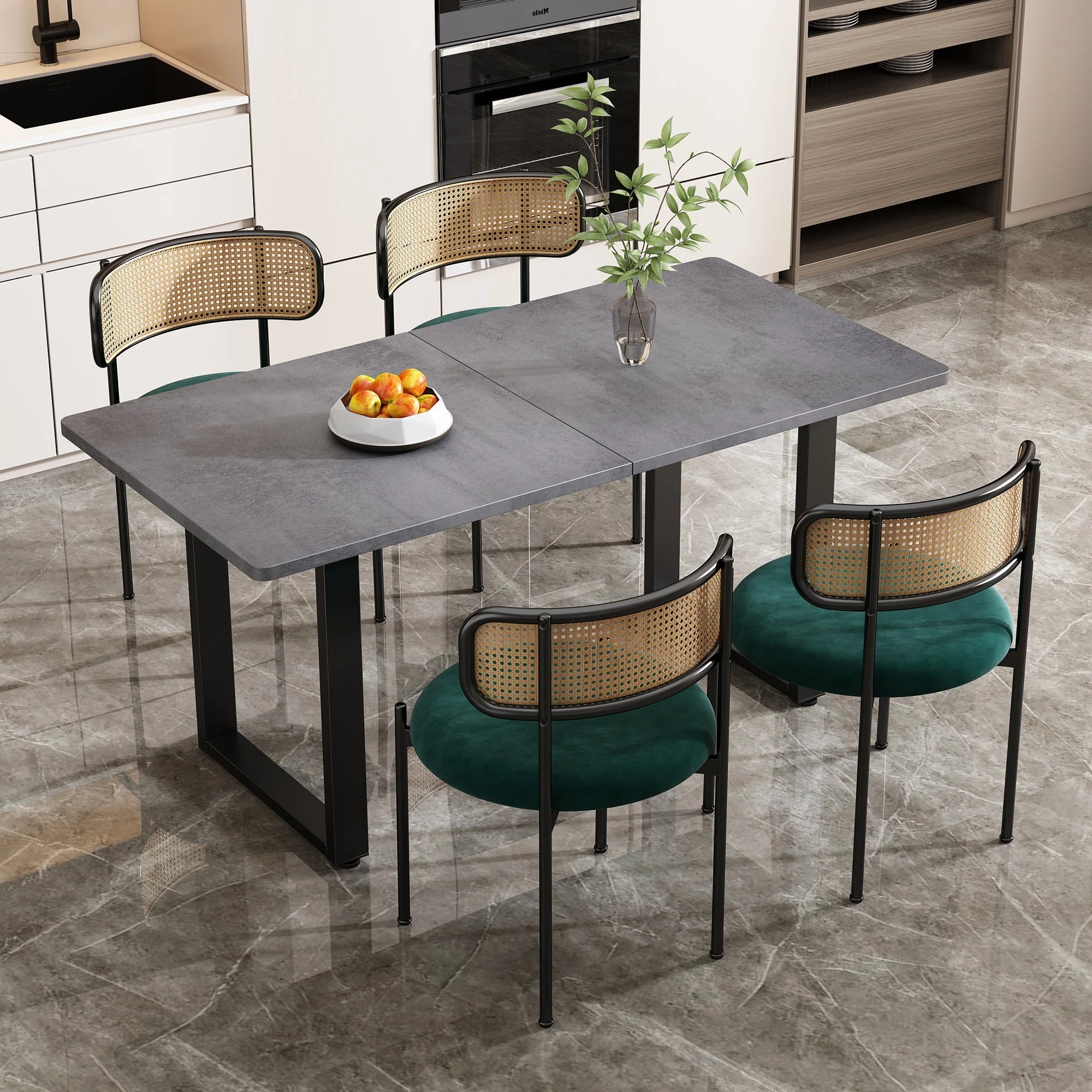 Dining Table Industrial Style Rectangular Iron - Grey - Image 3