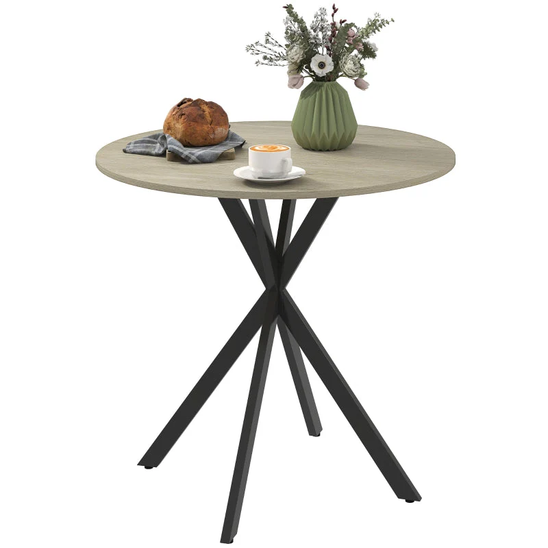 Dining Table, Round Kitchen Table 2 People Industrial Style, Oak - Image 2