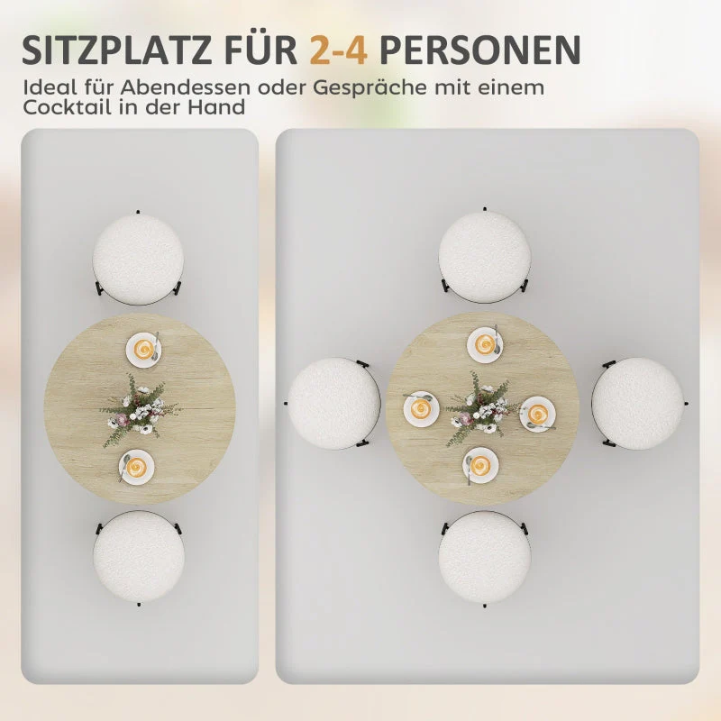 Dining Table, Round Kitchen Table 2 People Industrial Style, Oak - Image 4