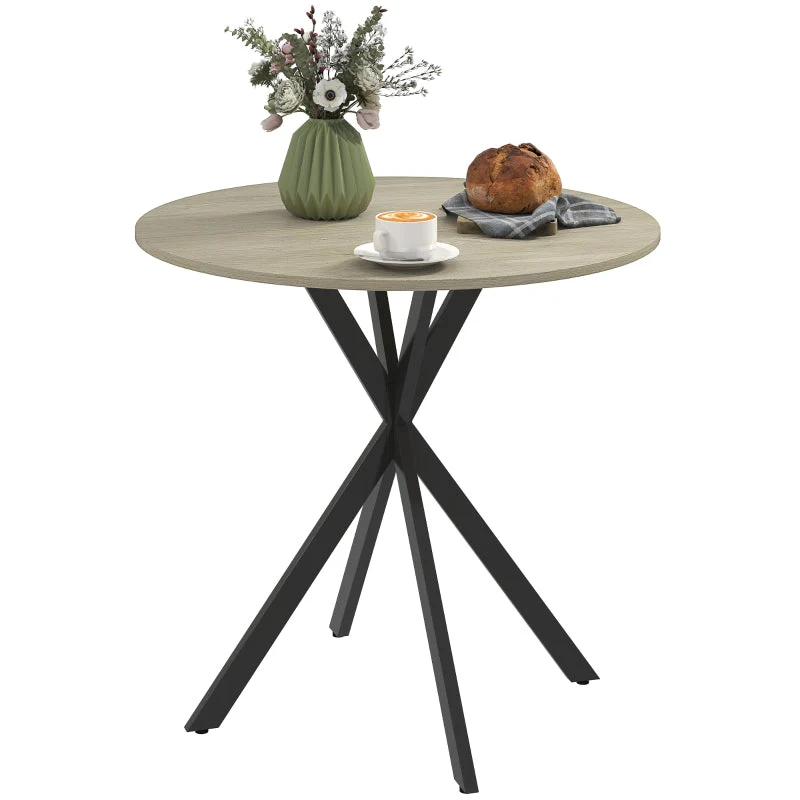 Dining Table, Round Kitchen Table 2 People Industrial Style, Oak - Image 7