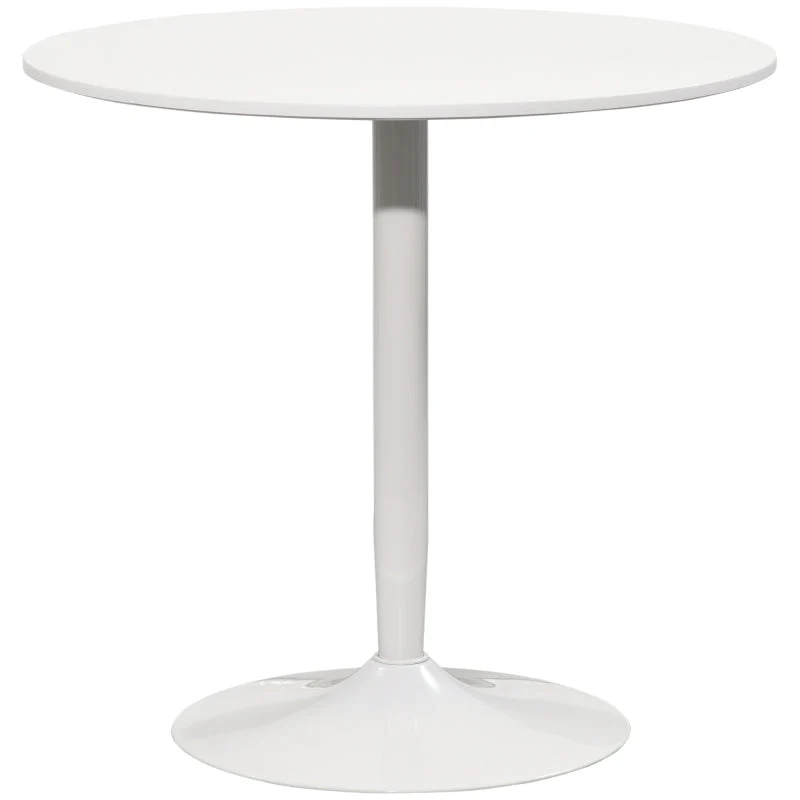 Dining Table Round Ø80cm for 2 People MDF and Steel White - Image 2