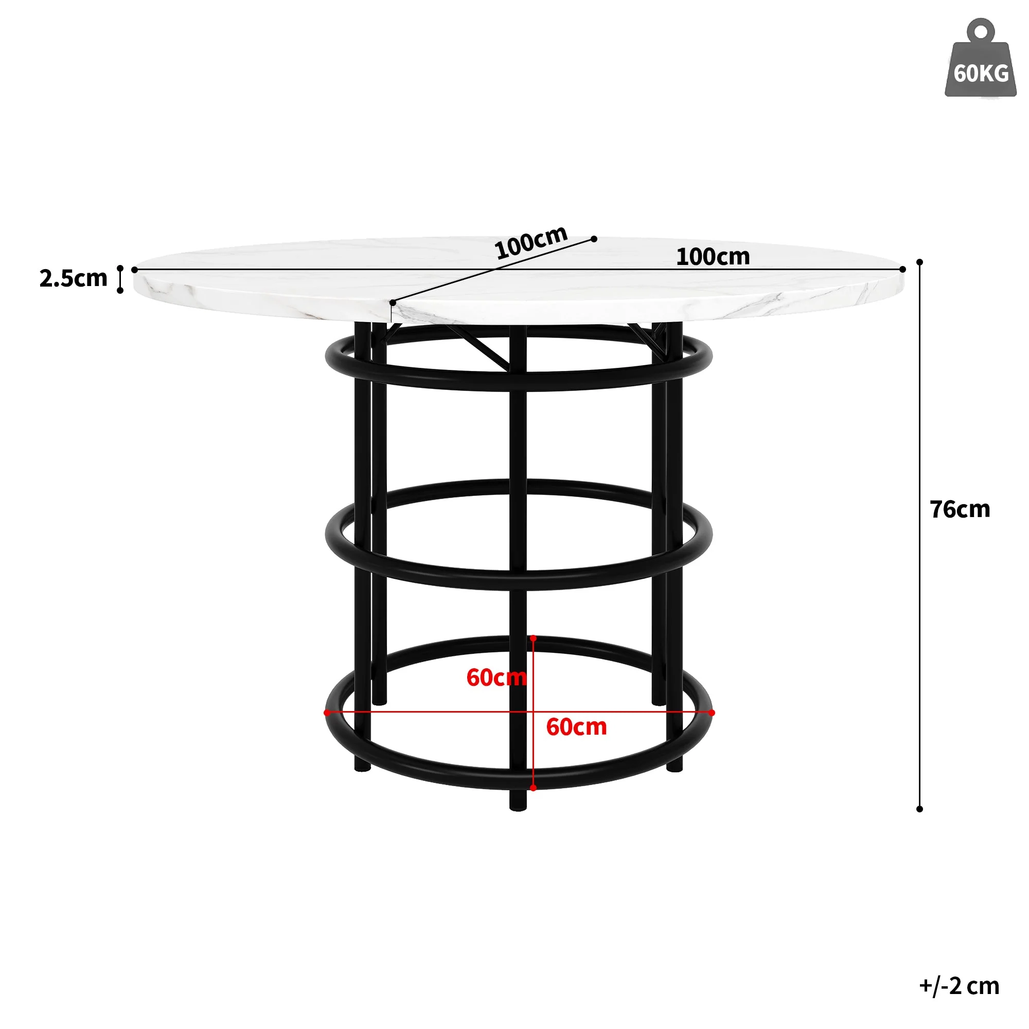 Dining Table Set 5-Piece Round 100cm White MDF/Grey Velvet - Image 9