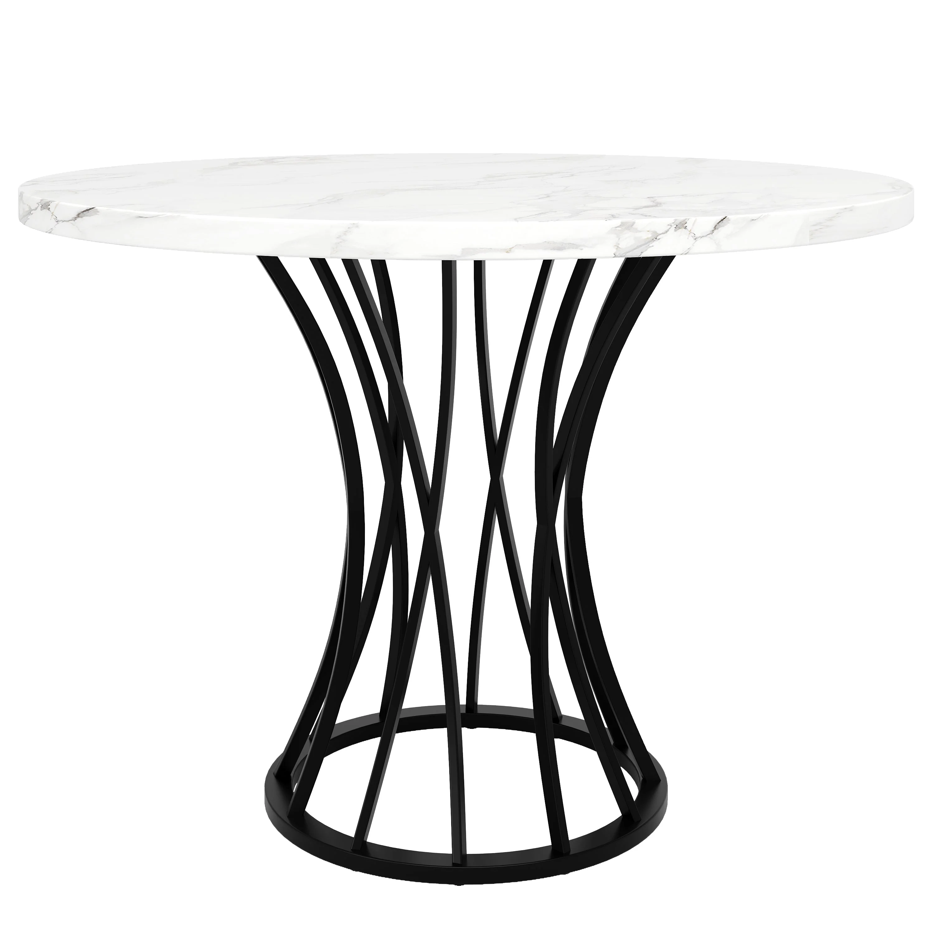 Dining Table Set 5-Piece Round 80cm Marble Top 4 Chairs - Grey Velvet - Image 8