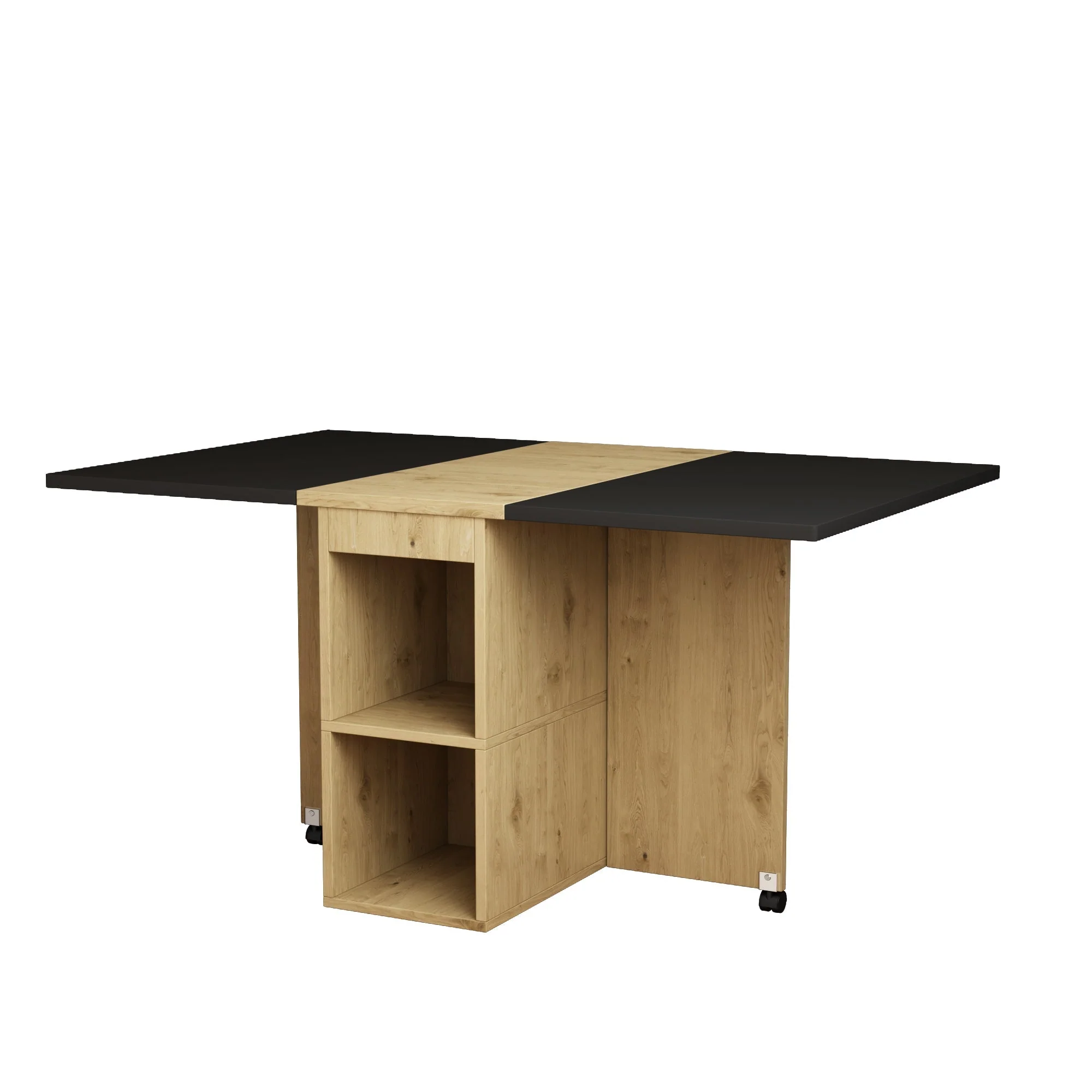 Dining Table Set with 4 Chairs, Folding and Extendable Table, 120x80x75cm, White, Oak and Black - Image 9