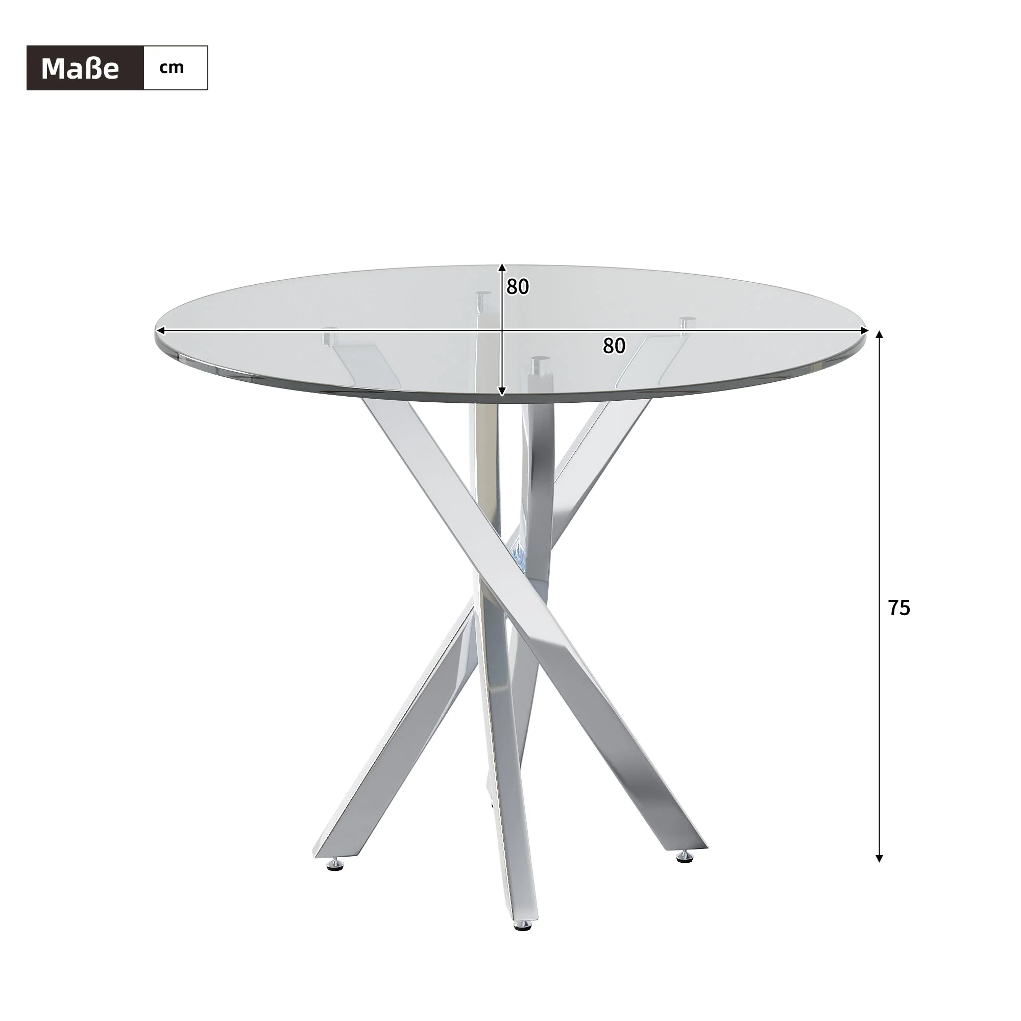 Dining Table Set with Tempered Glass Tabletop and 2 Chairs, Green and Silver - Image 5