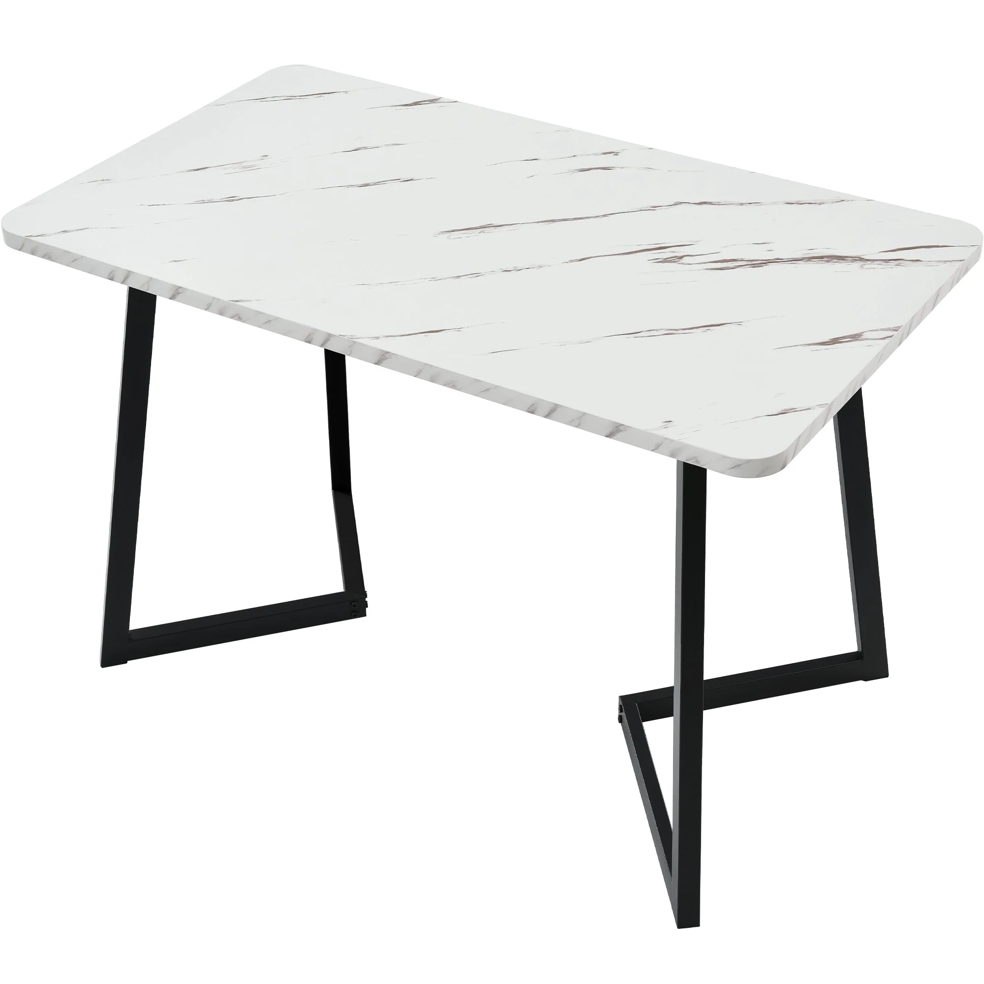Dining Table with 4 Chairs Set, Rectangular Modern Kitchen Table, Dark Green Velvet & Black Legs - Image 5