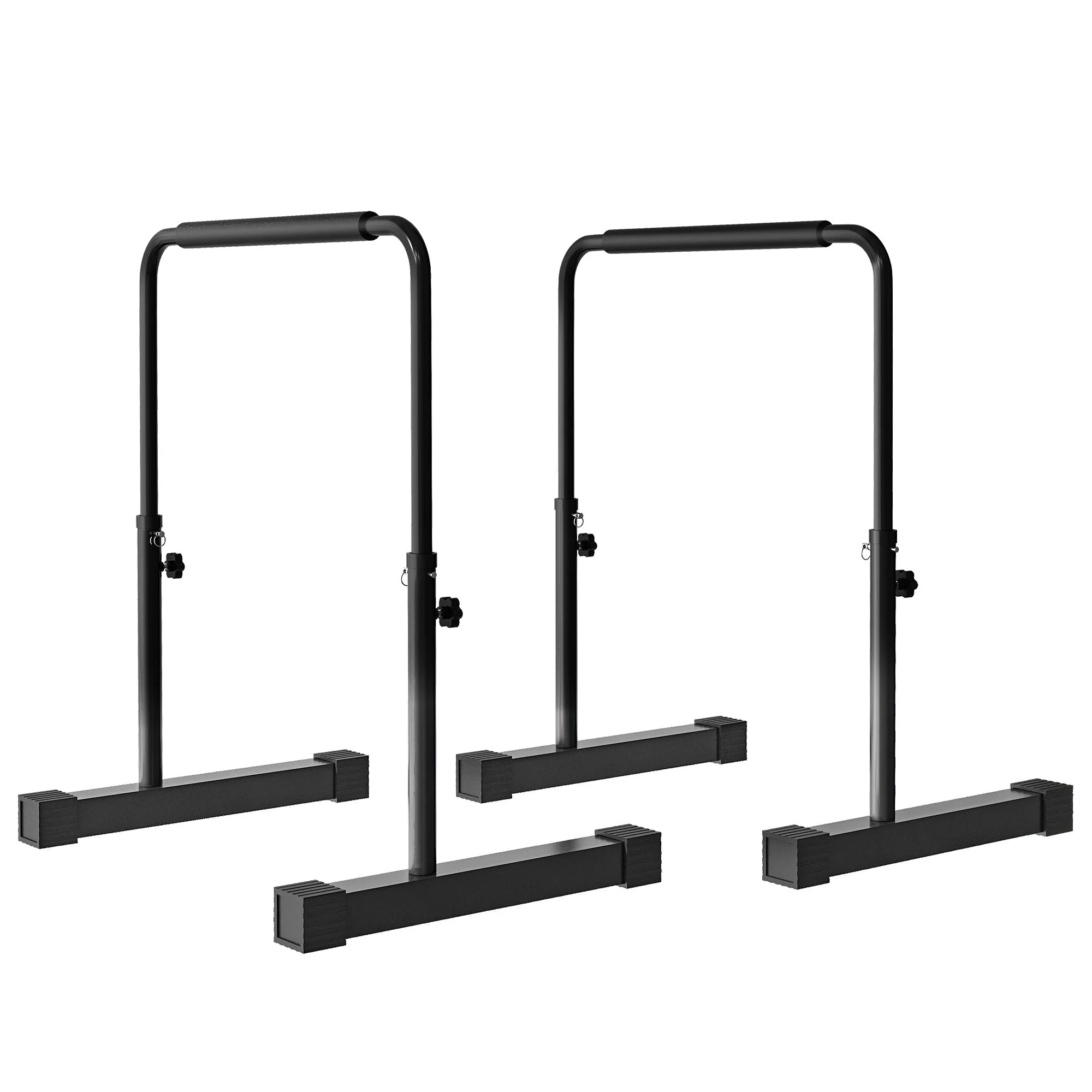 Dip Bars Set of 2, Height Adjustable Fitness Parallettes, Steel Black - Image 2