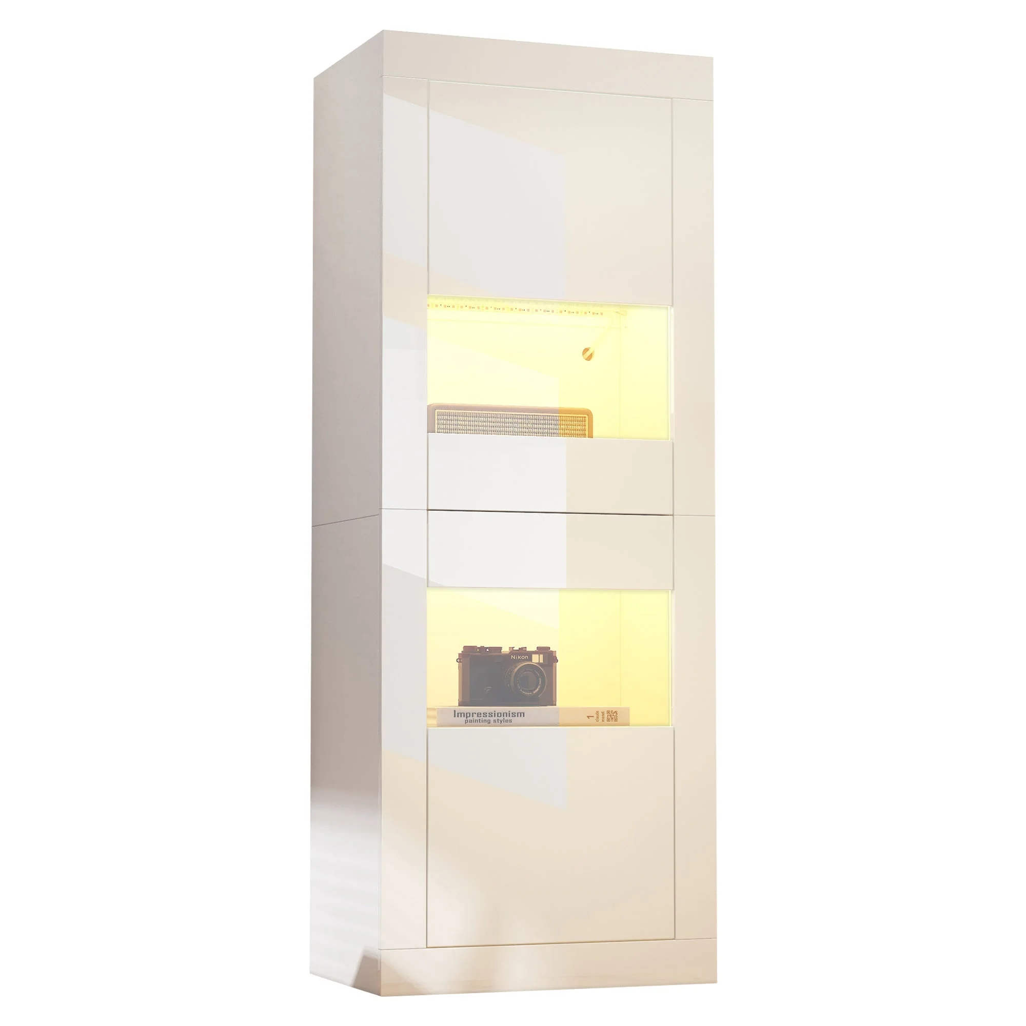 Display Cabinet LED Lighting Freestanding 61x42x162 cm High-Gloss White - Image 7