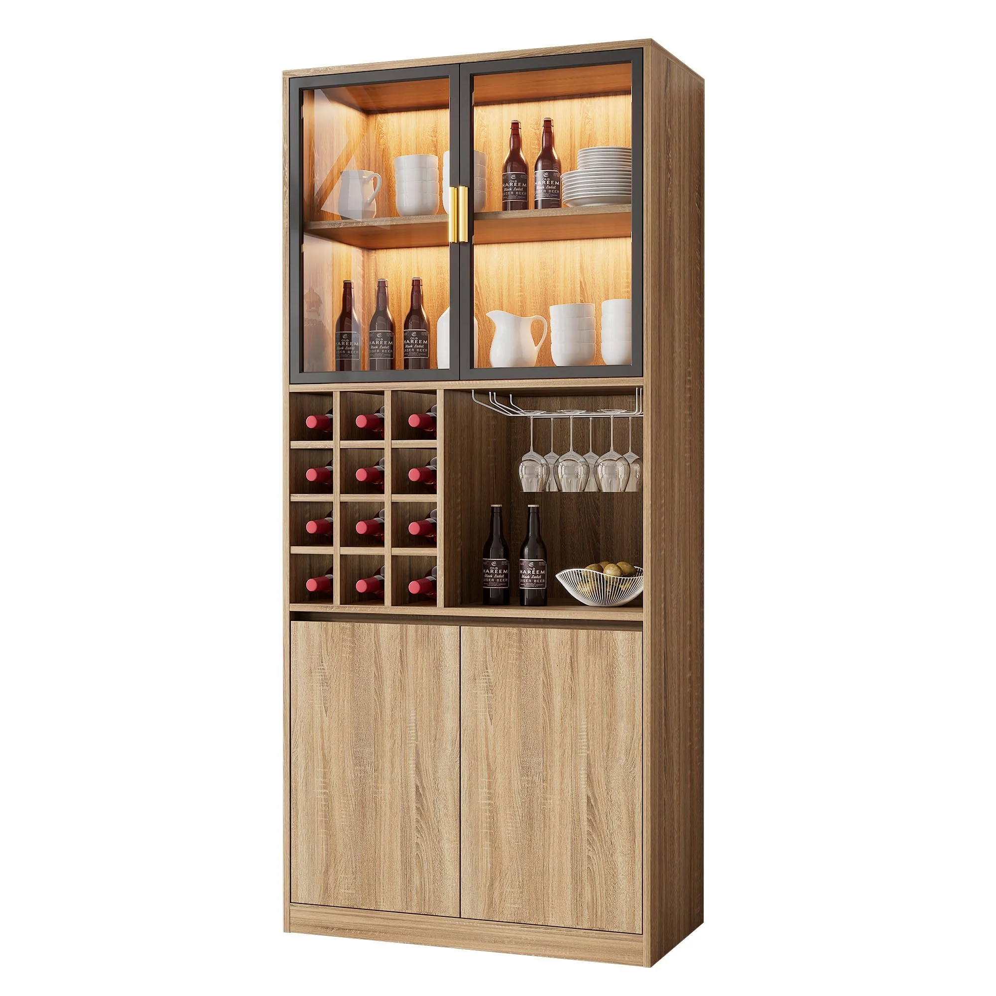 Display Cabinet with Glass Doors, Lighting - 180 cm - Image 4