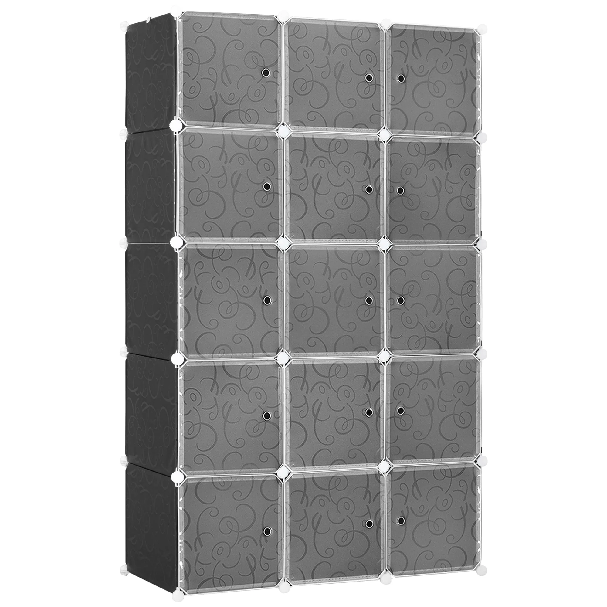 DIY Wardrobe Shelving System, 2 Large & 9 Small Cubes, Black
