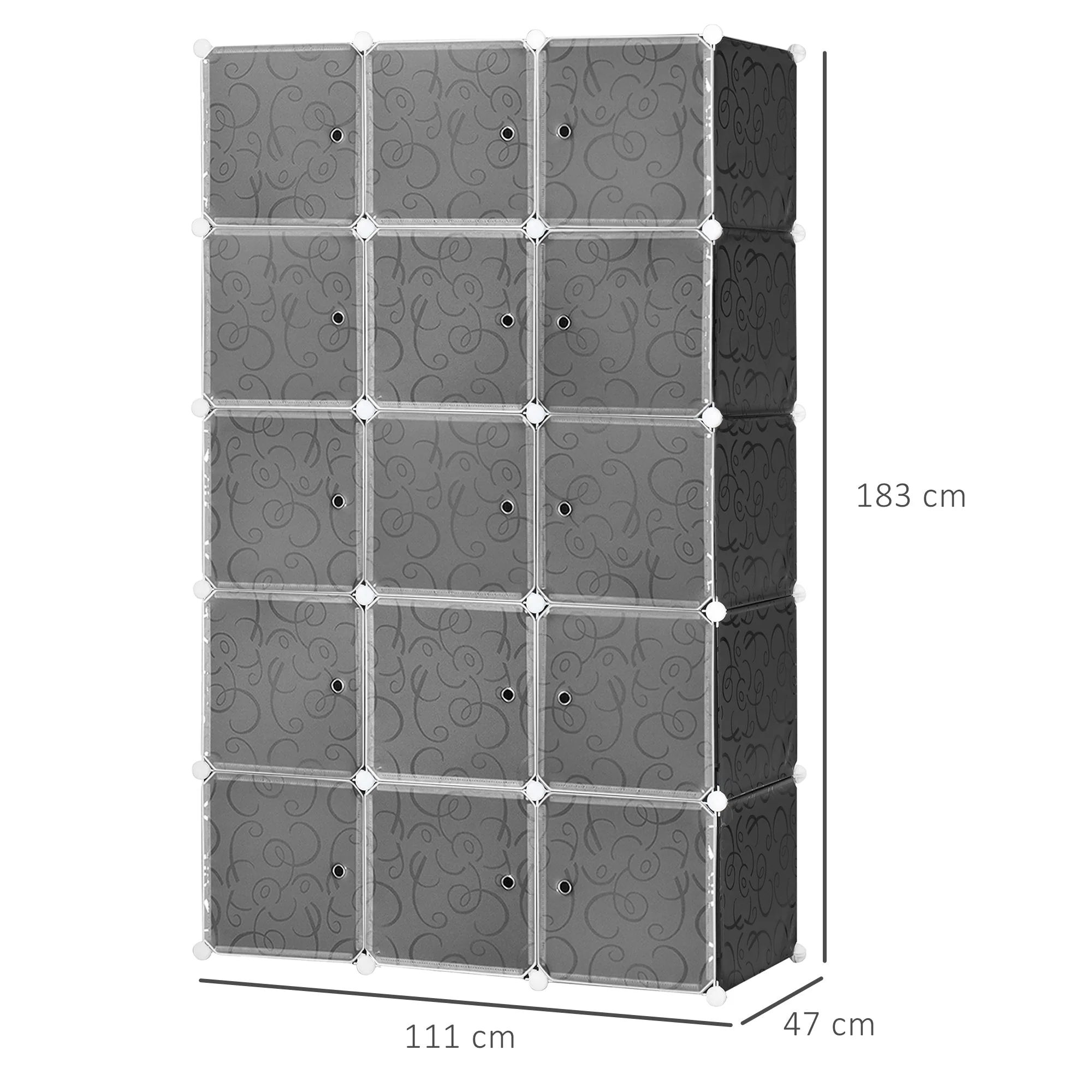 DIY Wardrobe Shelving System, 2 Large & 9 Small Cubes, Black - Image 3