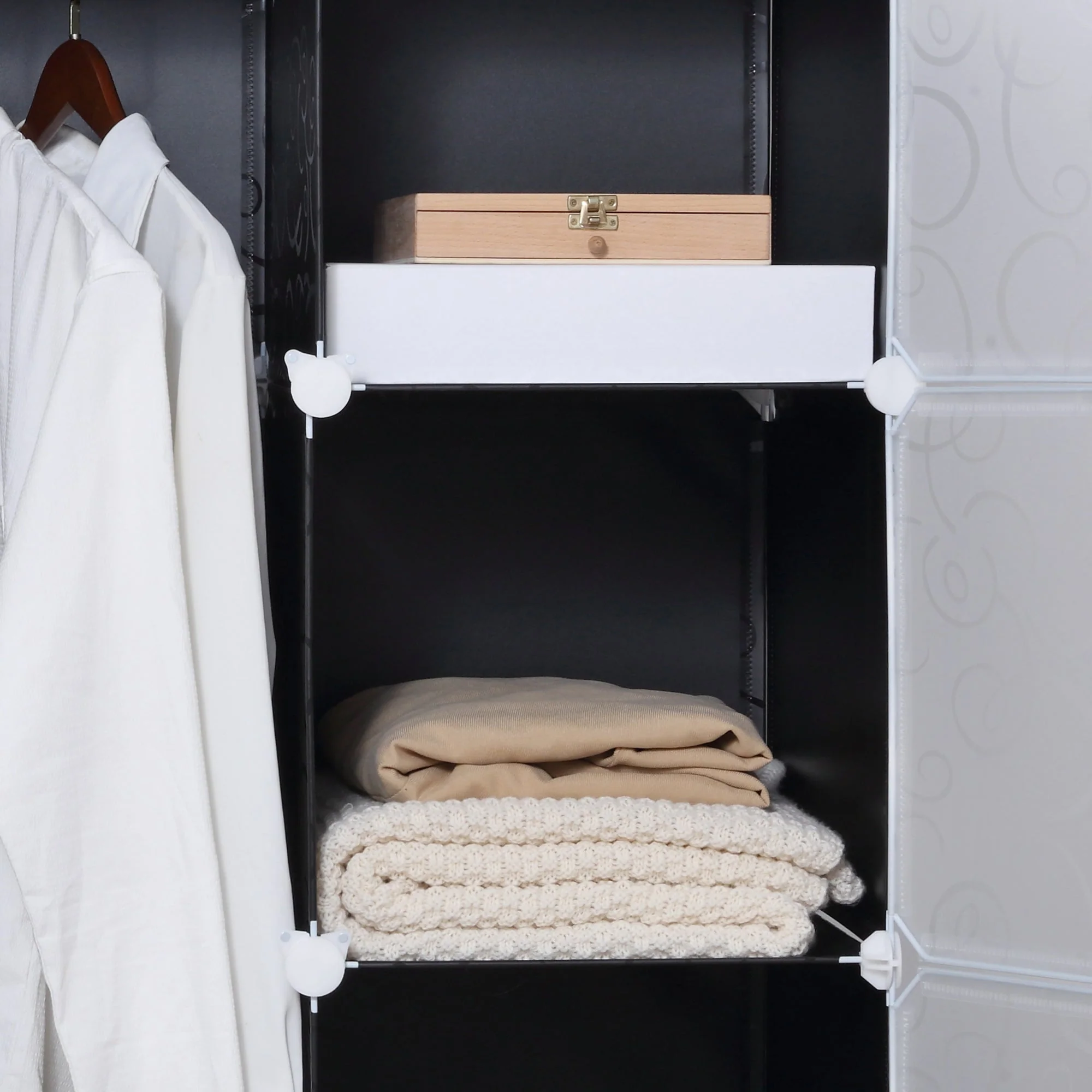 DIY Wardrobe Shelving System, 2 Large & 9 Small Cubes, Black - Image 8