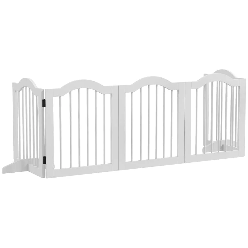 Dog Barrier, 5 Panels, Foldable, Solid Wood/MDF, White - Image 2