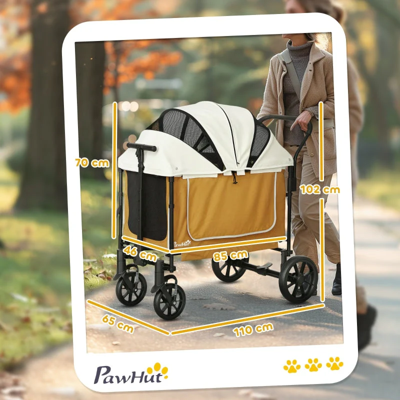 Dog Buggy, Foldable, for Dogs & Cats up to 30kg, Brown - Image 3