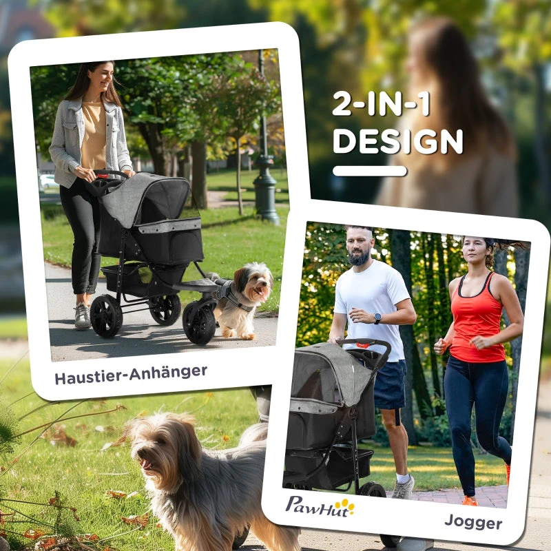 Dog Buggy, Foldable Pneumatic Tires, up to 25 kg, Red/Grey - Image 4