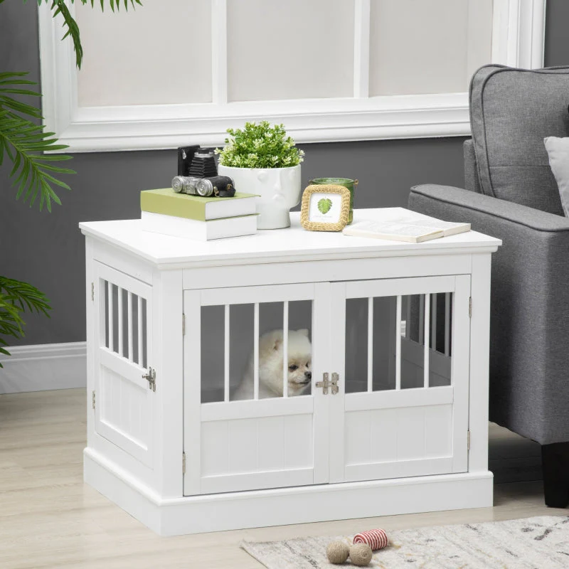 Dog Cage, Furniture with 3 Doors, 78 x 53 x 59.3 cm, White