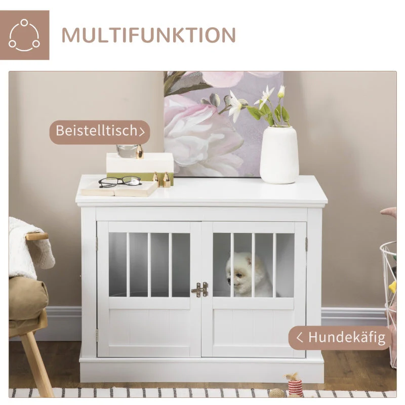 Dog Cage, Furniture with 3 Doors, 78 x 53 x 59.3 cm, White - Image 4