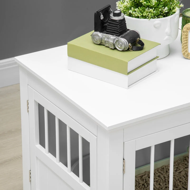 Dog Cage, Furniture with 3 Doors, 78 x 53 x 59.3 cm, White - Image 8