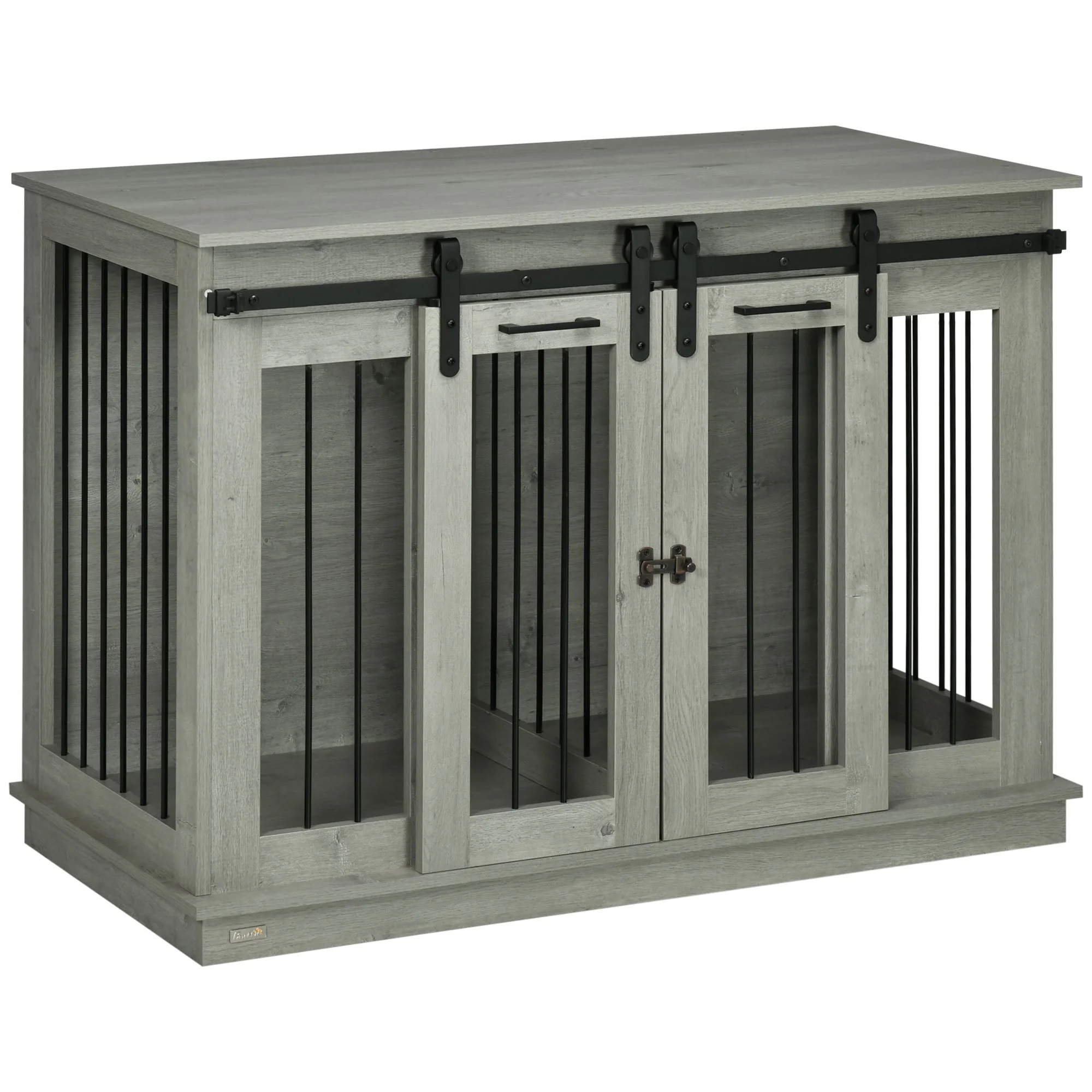 Dog Cage, Two Room Option, Double Doors, Grey - Image 8