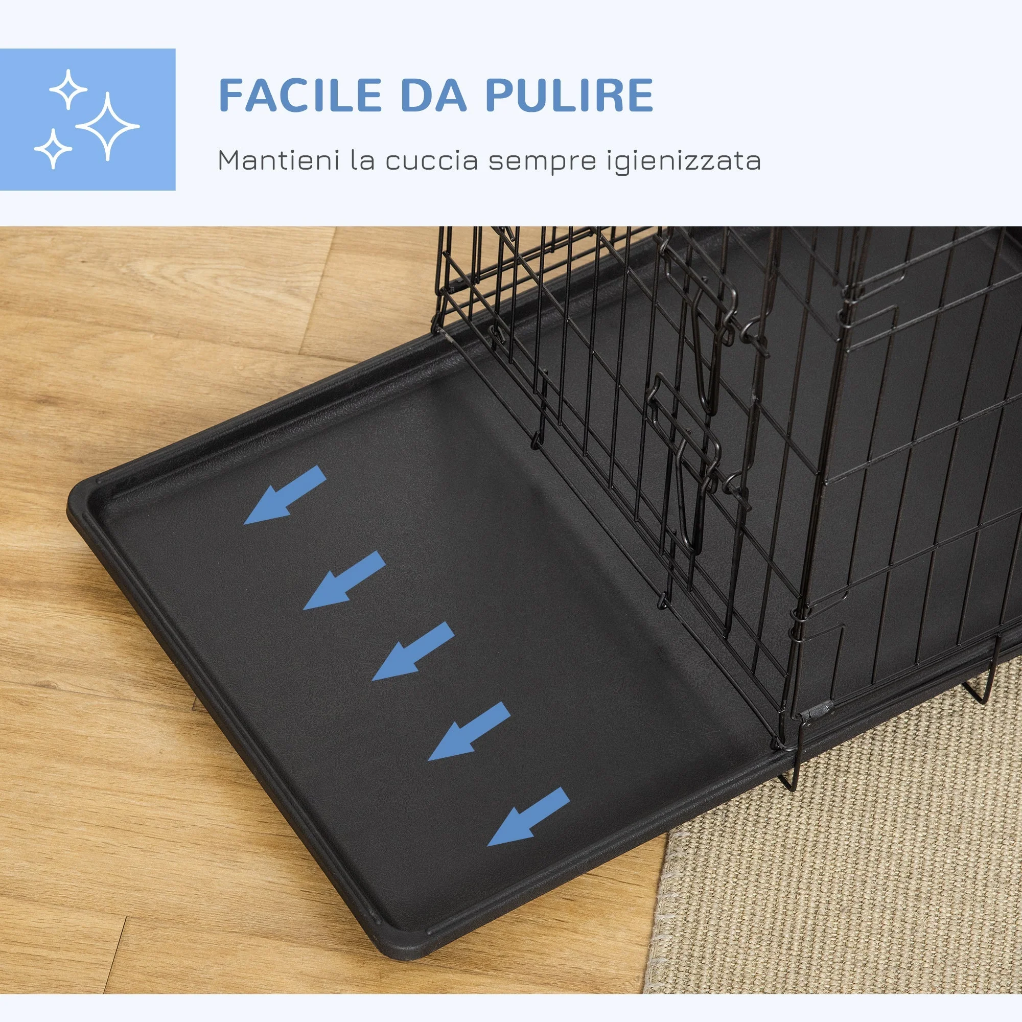 Dog Crate Transport Box, Foldable Metal, Black - Image 6