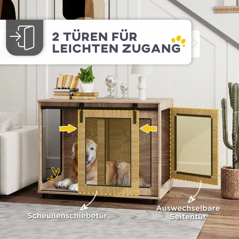 Dog Crate, Transport Box, Lockable, Light Brown - Image 6