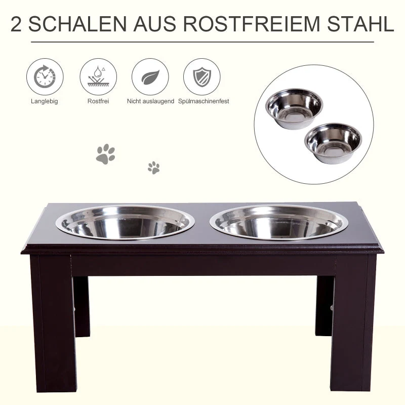 Dog Feeding Station, Non-Slip, 2 L Bowls, Grey