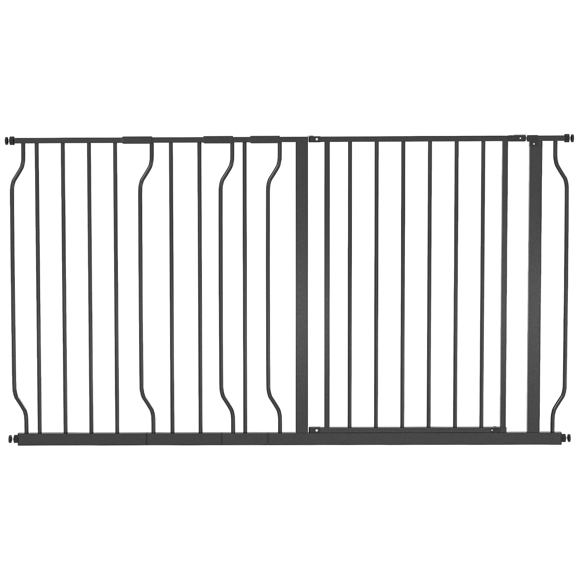 Dog Gate, Adjustable 75-145 cm, 2-Way Opening, Double Lock, ABS Steel Black - Image 2