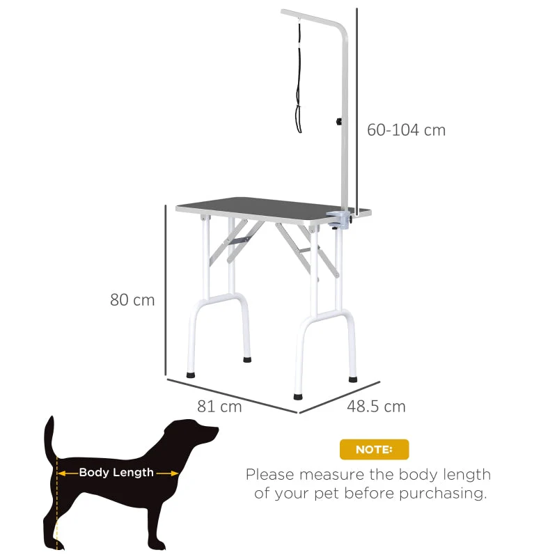Dog Grooming Table 32" Foldable Adjustable Fixed Arm, Black - Image 3
