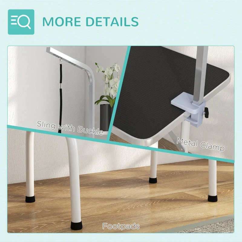 Dog Grooming Table 32" Foldable Adjustable Fixed Arm, Black - Image 8