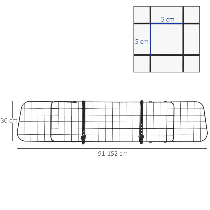 Dog Guard Car Safety Gate, Adjustable Width, Metal - Image 3