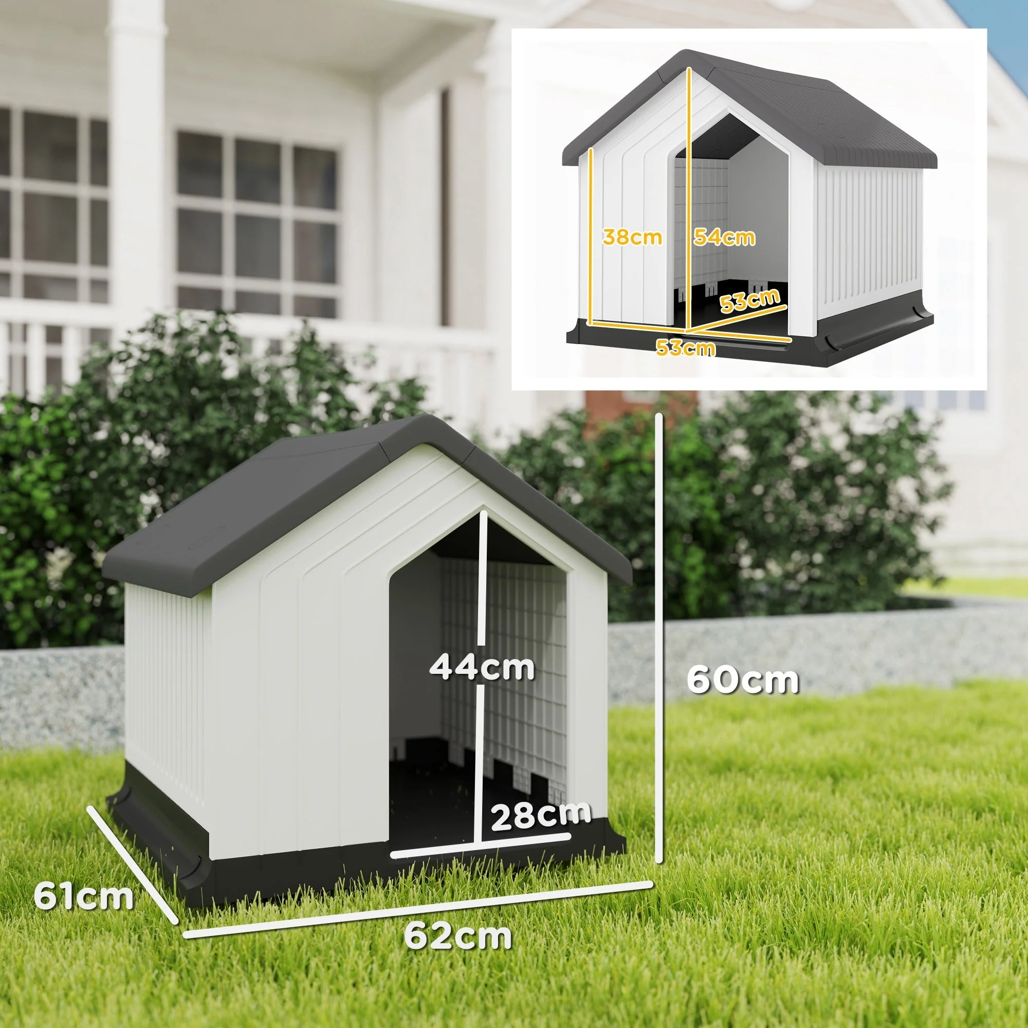 Dog Kennel, Weatherproof Small Animal House, Gray - Image 3