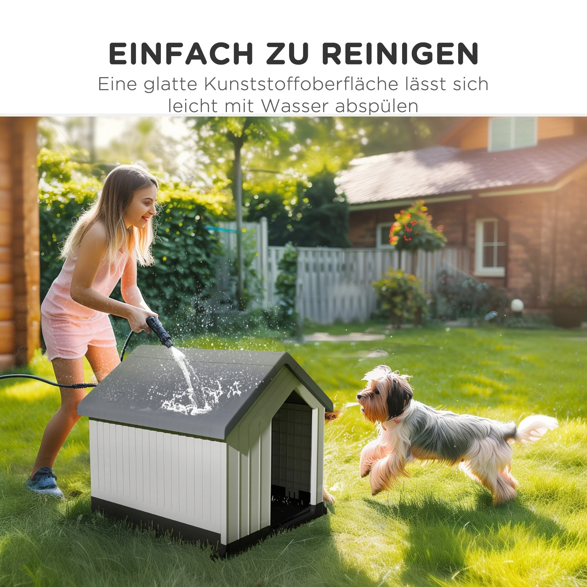 Dog Kennel, Weatherproof Small Animal House, Gray - Image 6