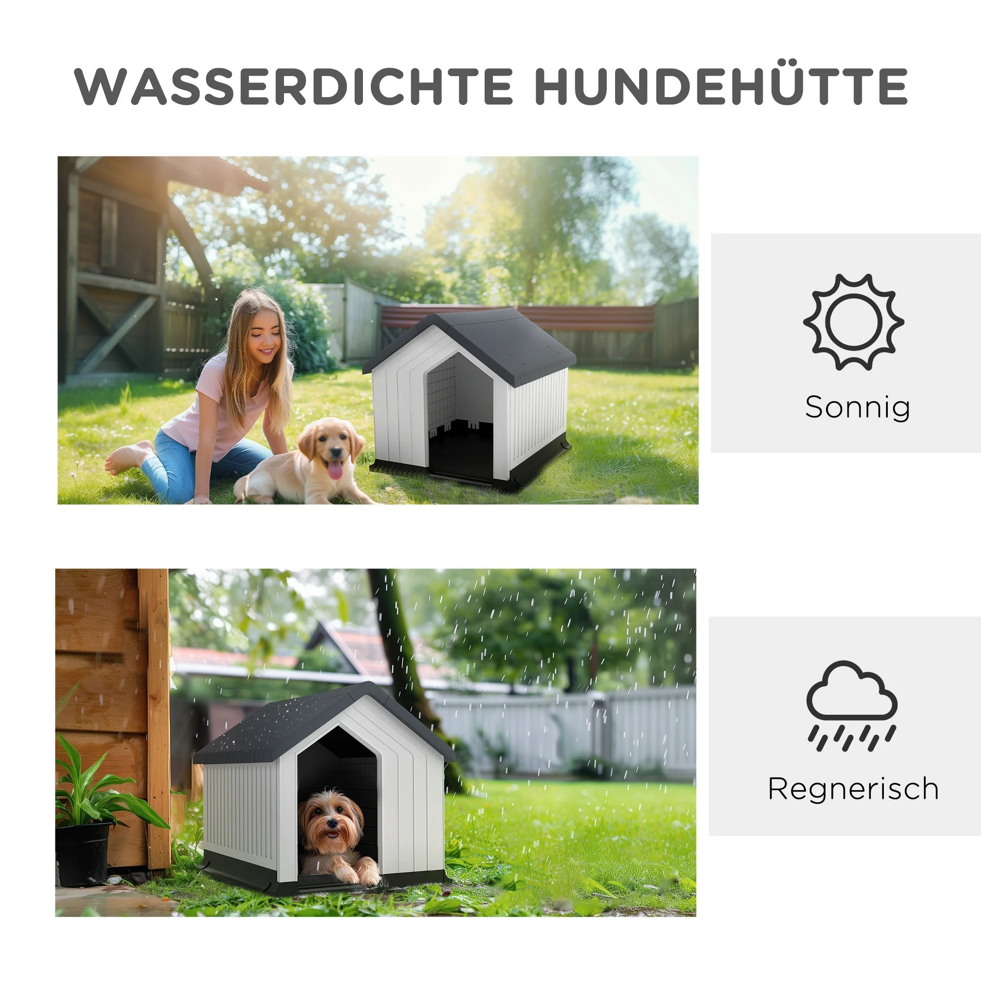 Dog Kennel, Weatherproof Small Animal House, Gray - Image 7