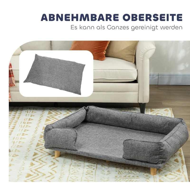 Dog Sofa Washable Cushion - Natural/Dark Grey - Image 4