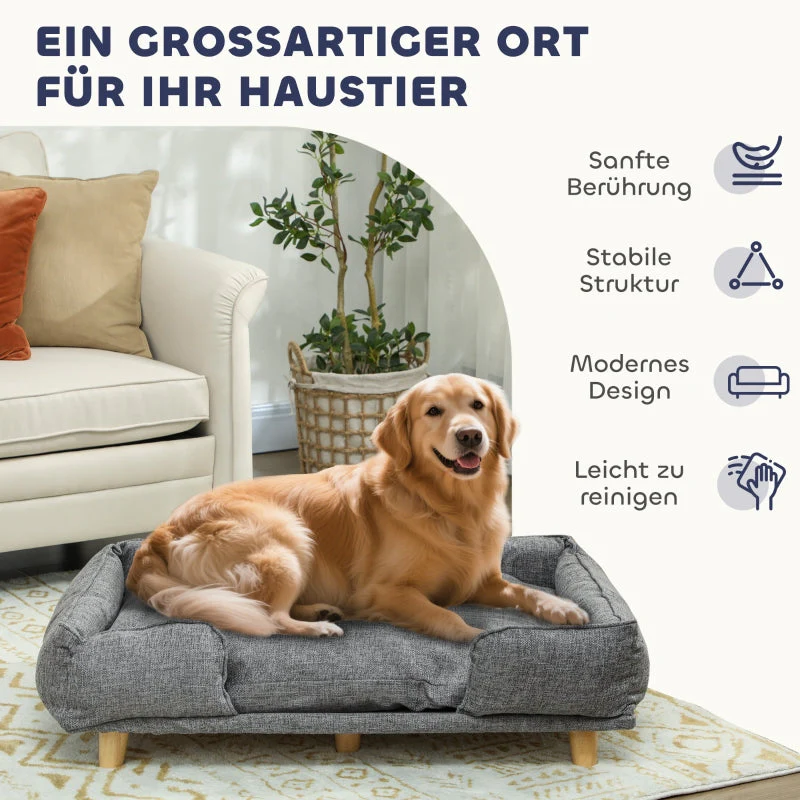 Dog Sofa Washable Cushion - Natural/Dark Grey - Image 5