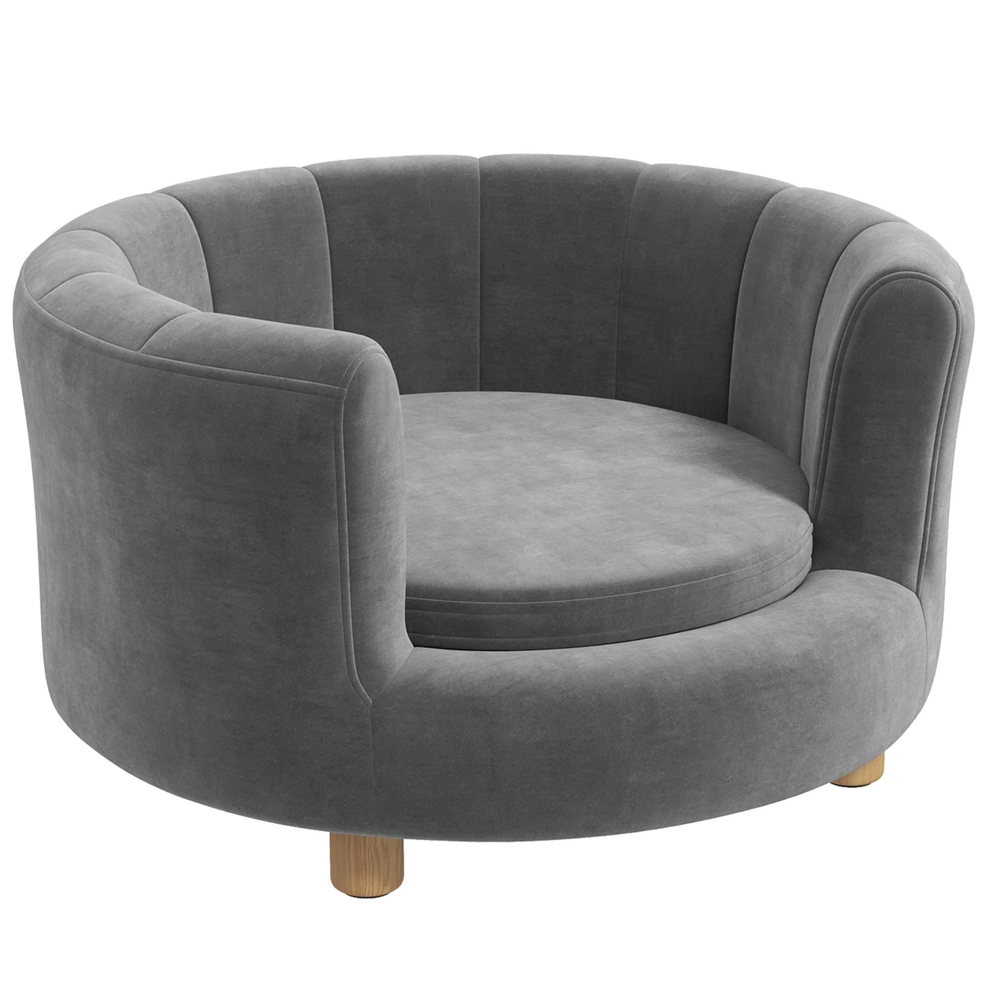 Dog Sofa, Washable Pet Sofa, Wooden Legs, Grey - Image 2