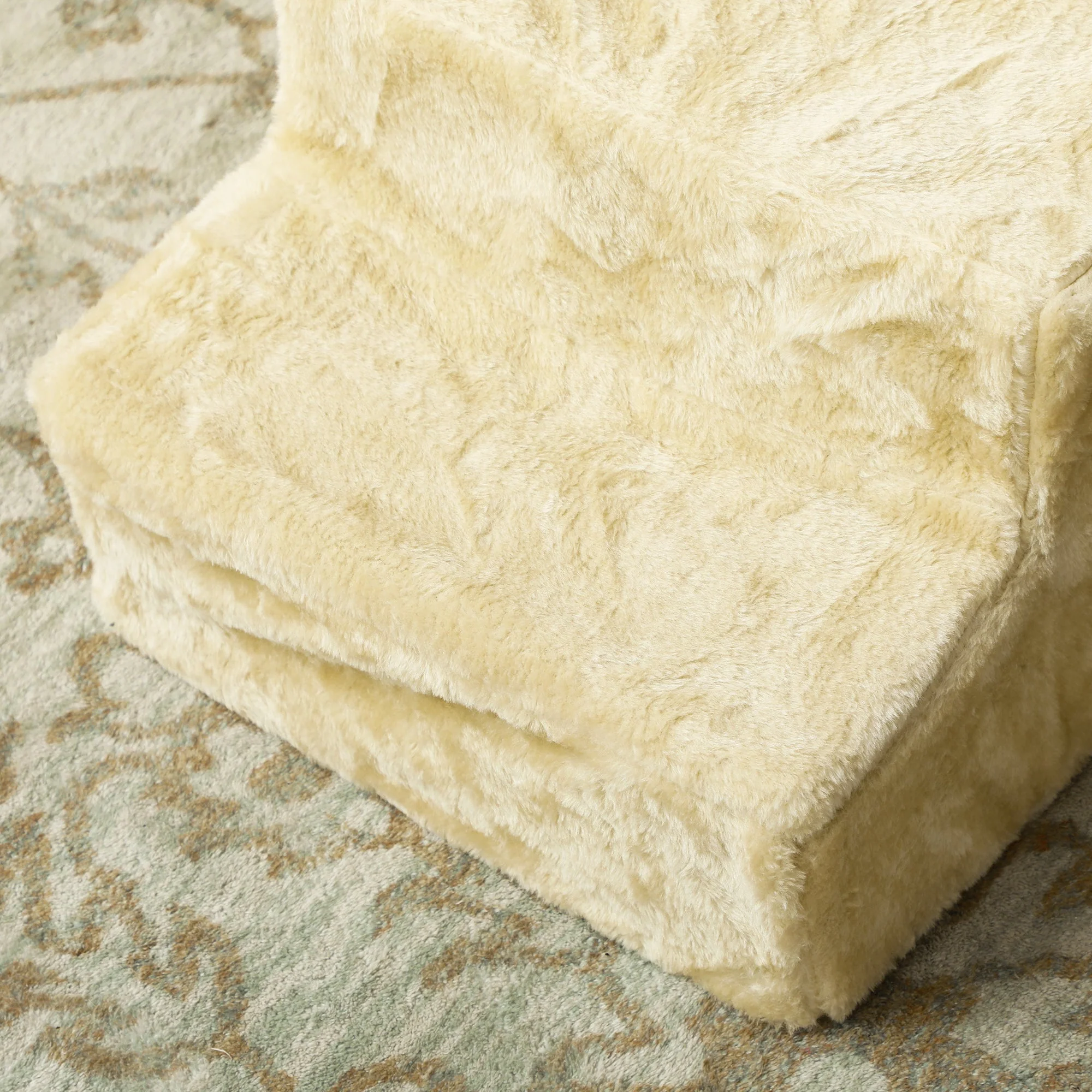 Dog Stairs, 3-Step 35 cm, Plush Look, Beige - Image 8