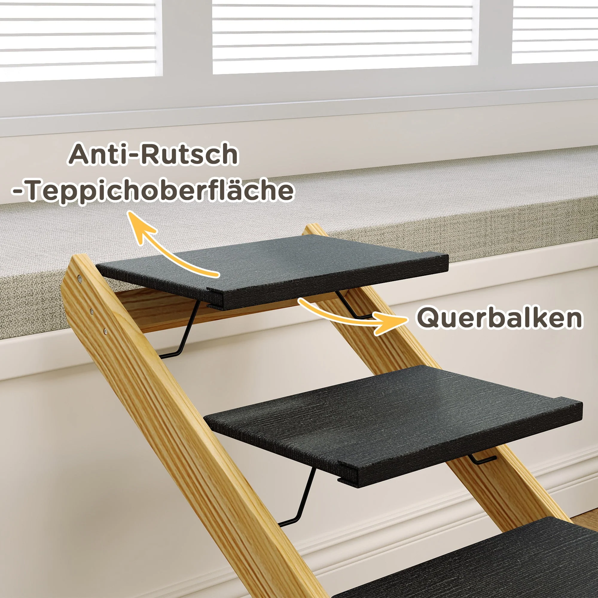 Dog Stairs & Ramp 2-in-1 Foldable 4-Step Height Adjustable Non-Slip - Image 7